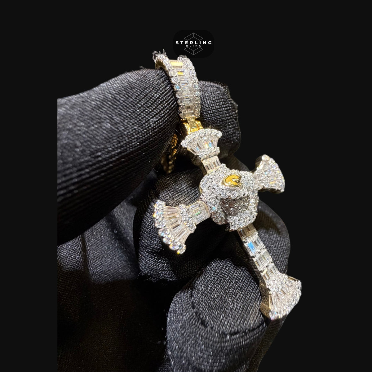 Moissanite Baguette Cross Pendant