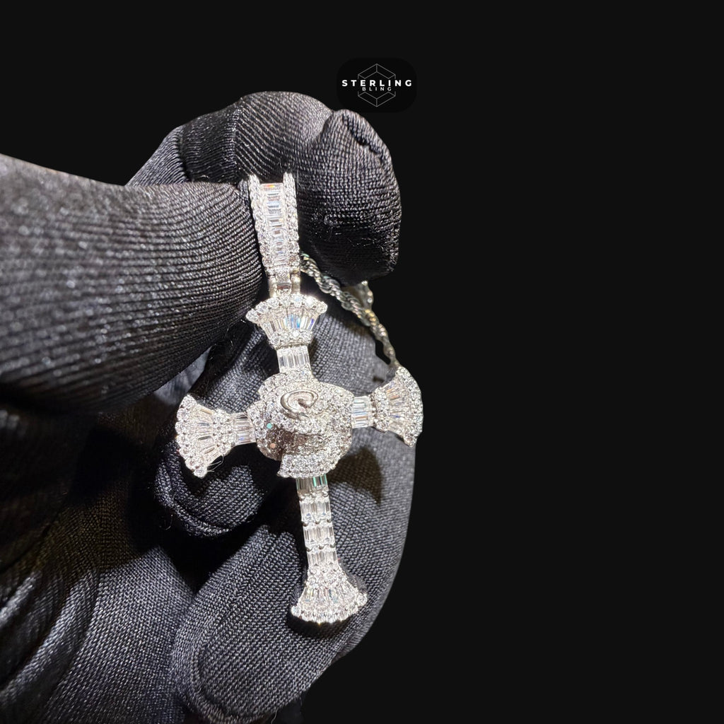 Moissanite Baguette Cross Pendant