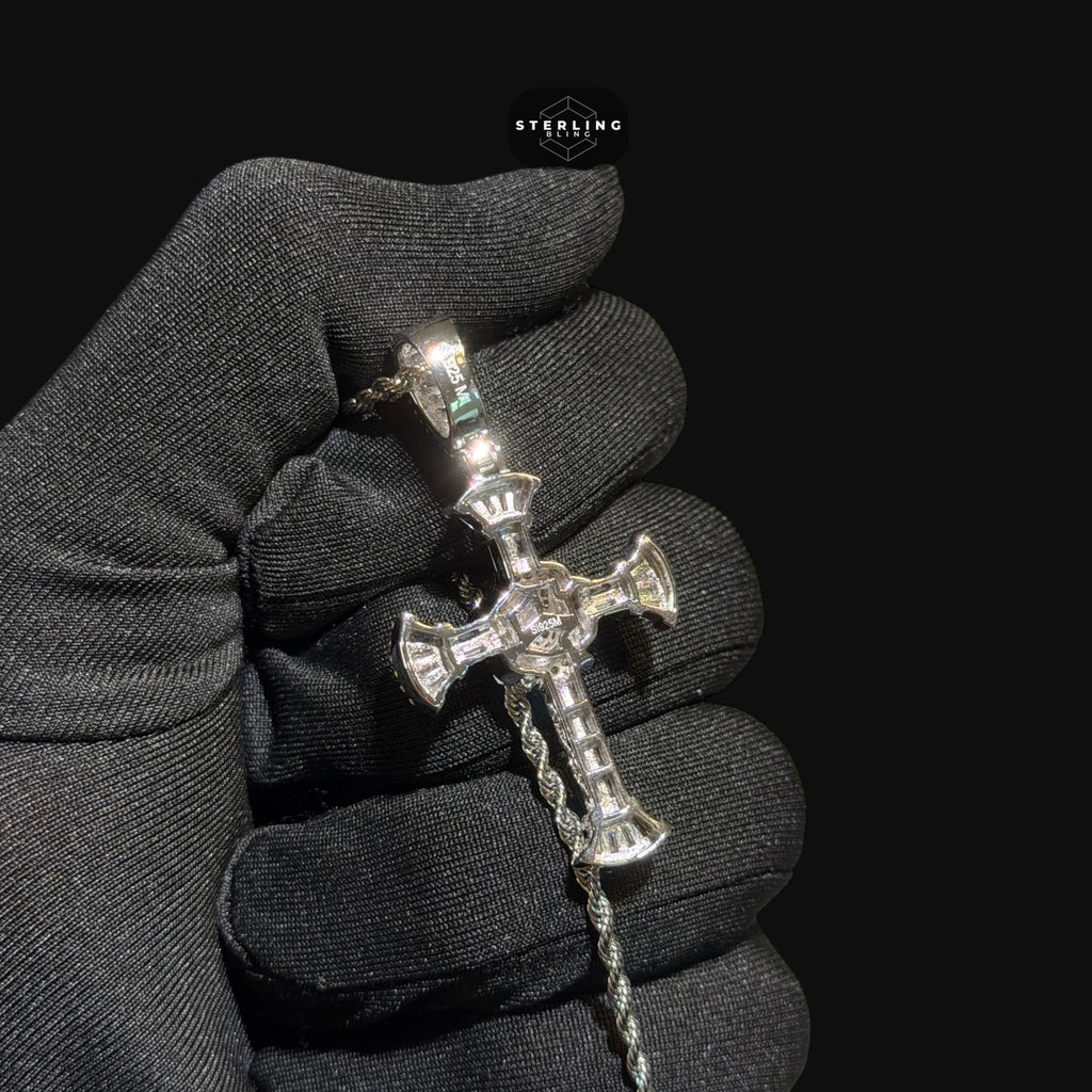 Moissanite Baguette Cross Pendant