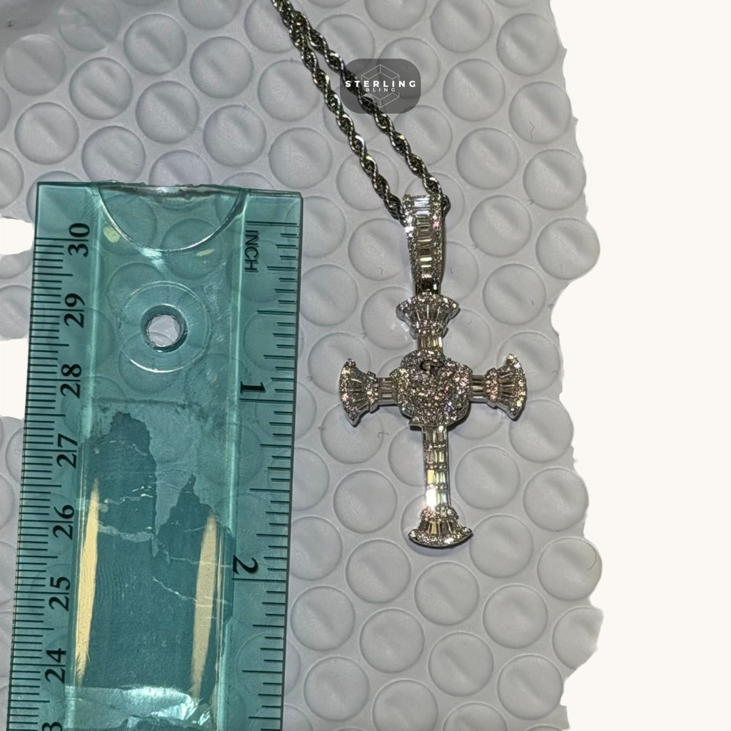 Moissanite Baguette Cross Pendant
