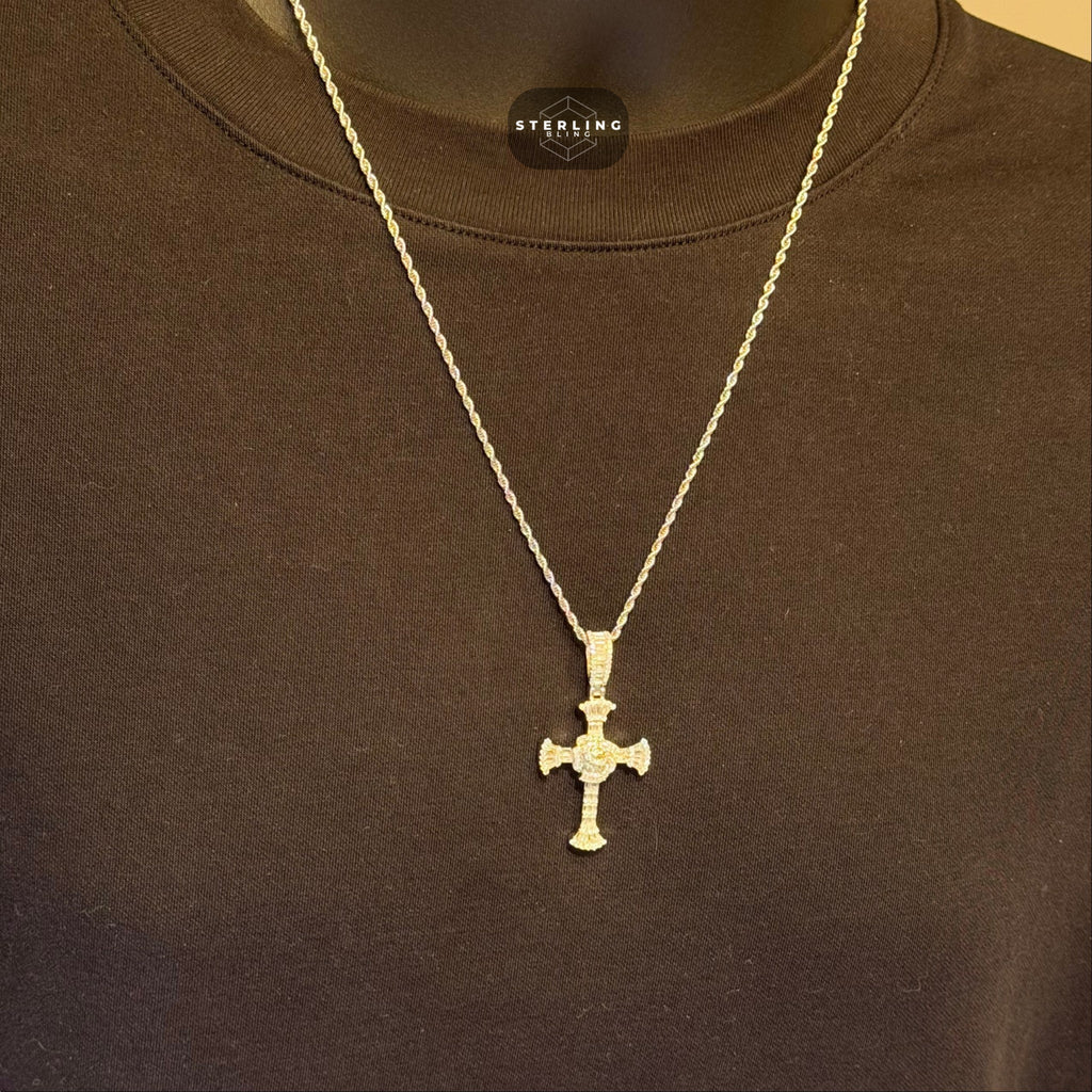 Moissanite Baguette Cross Pendant