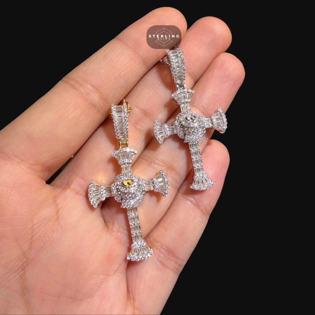 Moissanite Baguette Cross Pendant