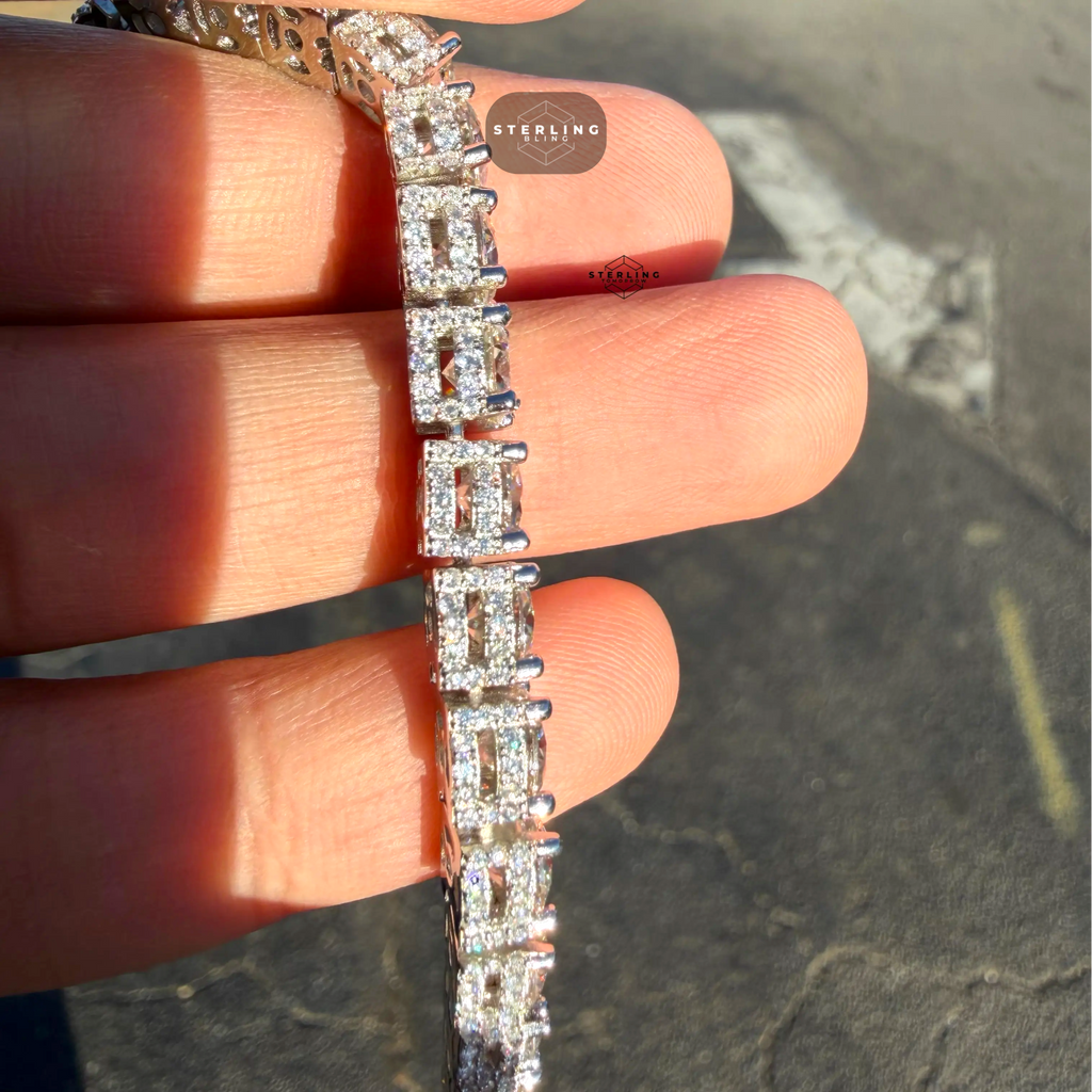 Moissanite Iced Sides Tennis Bracelet - 6.7mm 8"