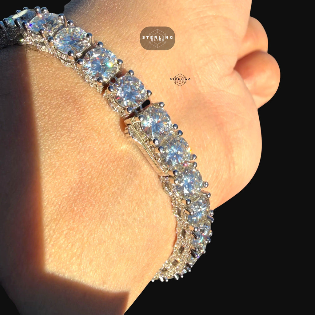 Moissanite Iced Sides Tennis Bracelet - 6.7mm 8"