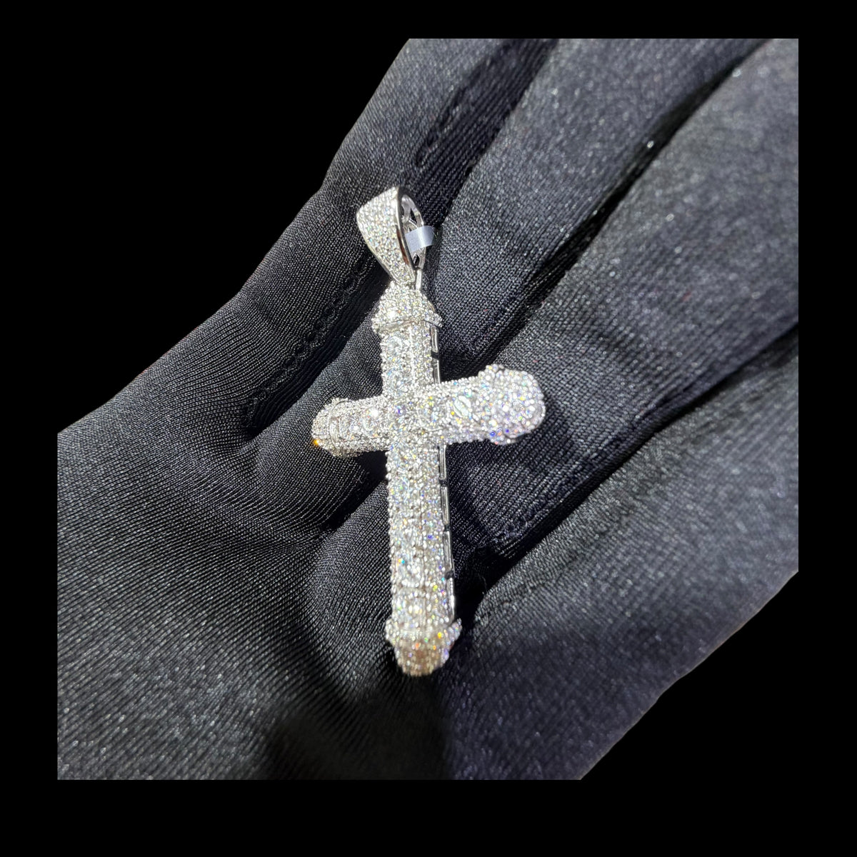 Moissanite Iced Out Cross Pendant, 925 Silver Hip Hop Cross Necklace