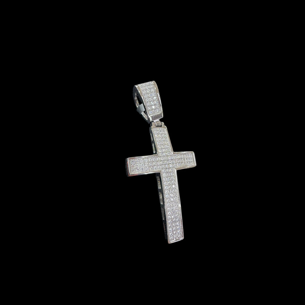 Moissanite Iced Cross Pendant + Steel Rope Chain