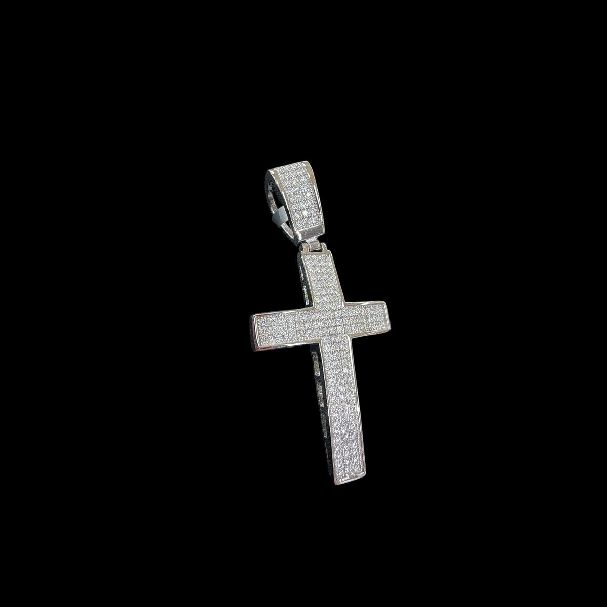 Moissanite Iced Cross Pendant + Steel Rope Chain
