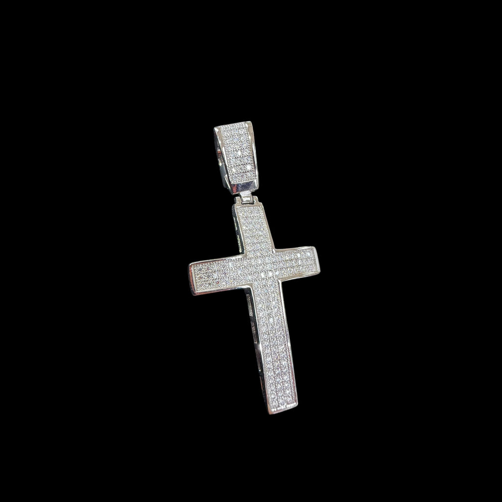 Moissanite Iced Cross Pendant + Steel Rope Chain