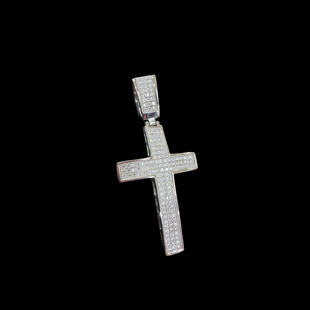 Moissanite Iced Cross Pendant + Steel Rope Chain
