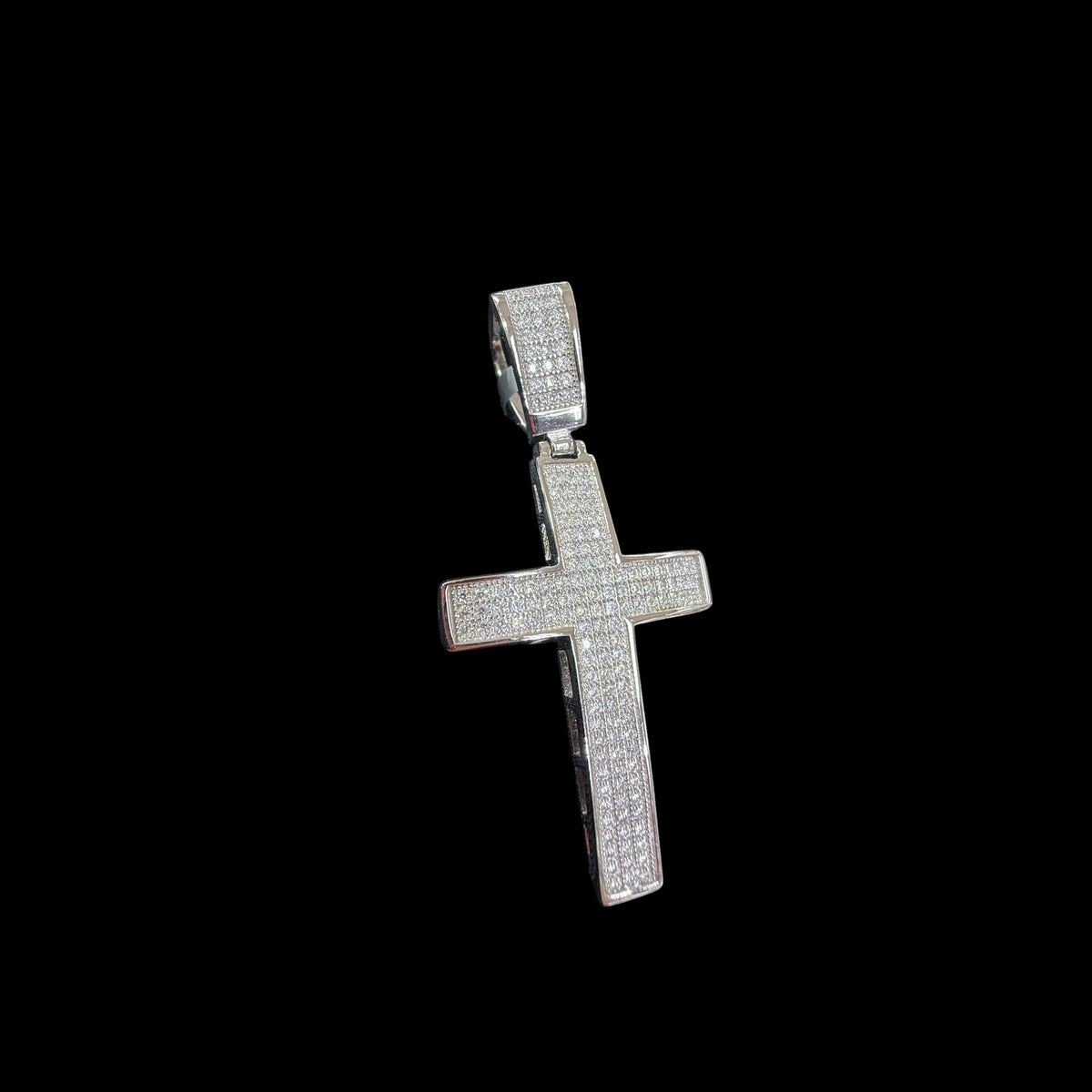 Moissanite Iced Cross Pendant + Steel Rope Chain
