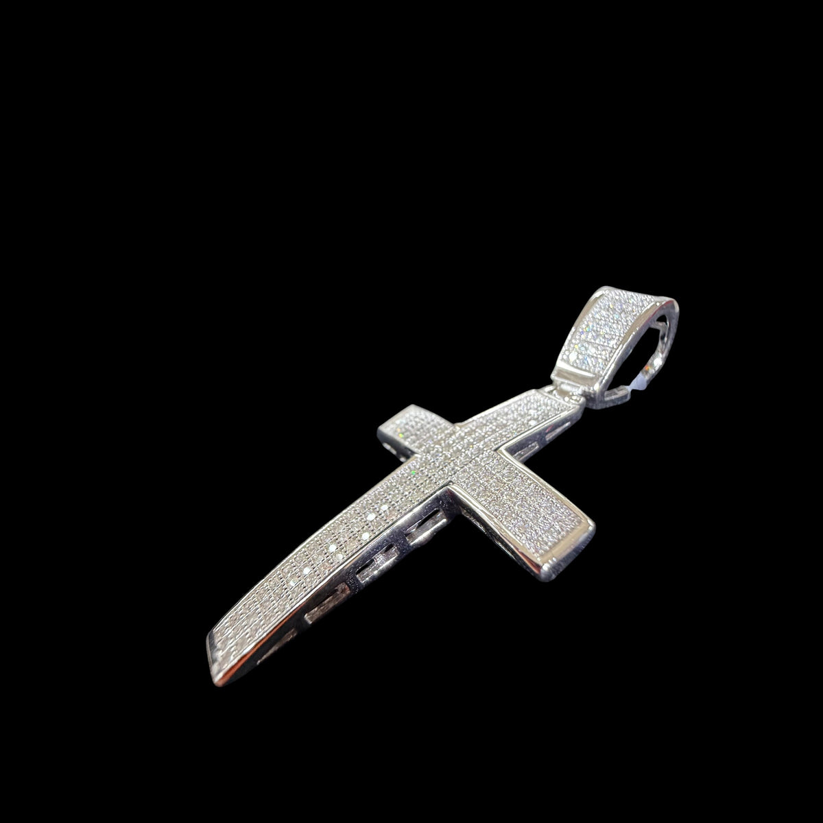 Moissanite Iced Cross Pendant + Steel Rope Chain