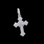 Moissanite Cross Pendant 925 Sterling Silver, Iced Out Baguette Cross Necklace, Hip Hop Jewelry Gift for Men w Rope Chain