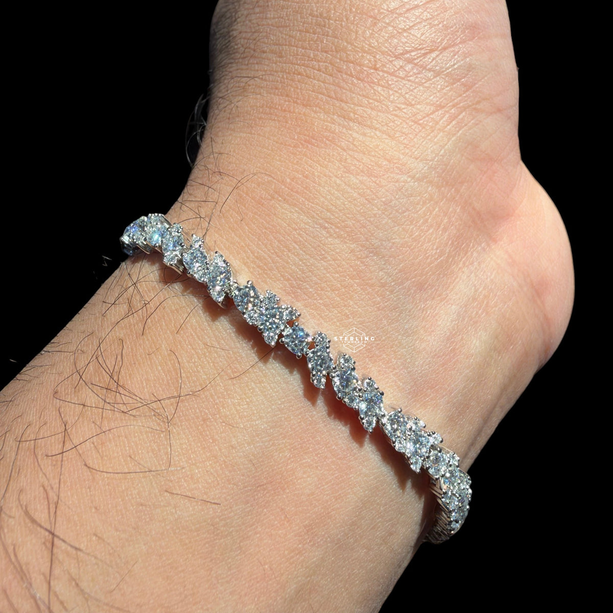 5mm Moissanite Floral Bracelet Womens