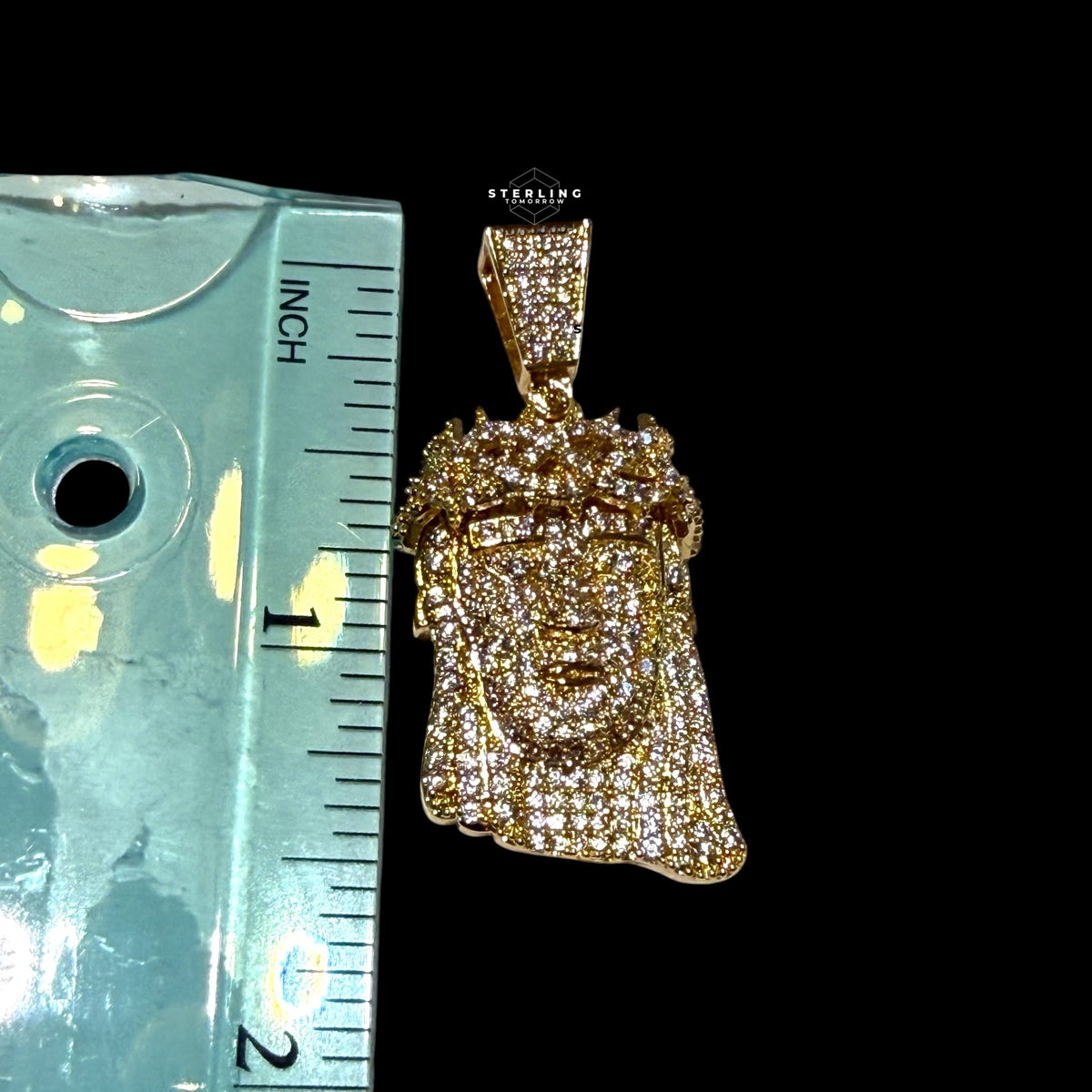 Moissanite Small Jesus Head Gold Tone