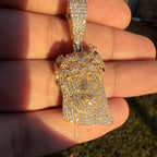 Moissanite Small Jesus Head Gold Tone