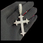 Moissanite Cross Pendant Iced Out w/Rope Chain