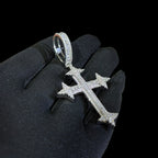 Moissanite Cross Pendant Iced Out w/Rope Chain