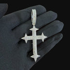 Moissanite Cross Pendant Iced Out w/Rope Chain
