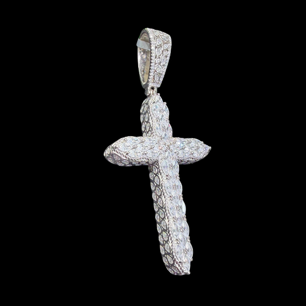 Moissanite Pear Cut Cross Pendant