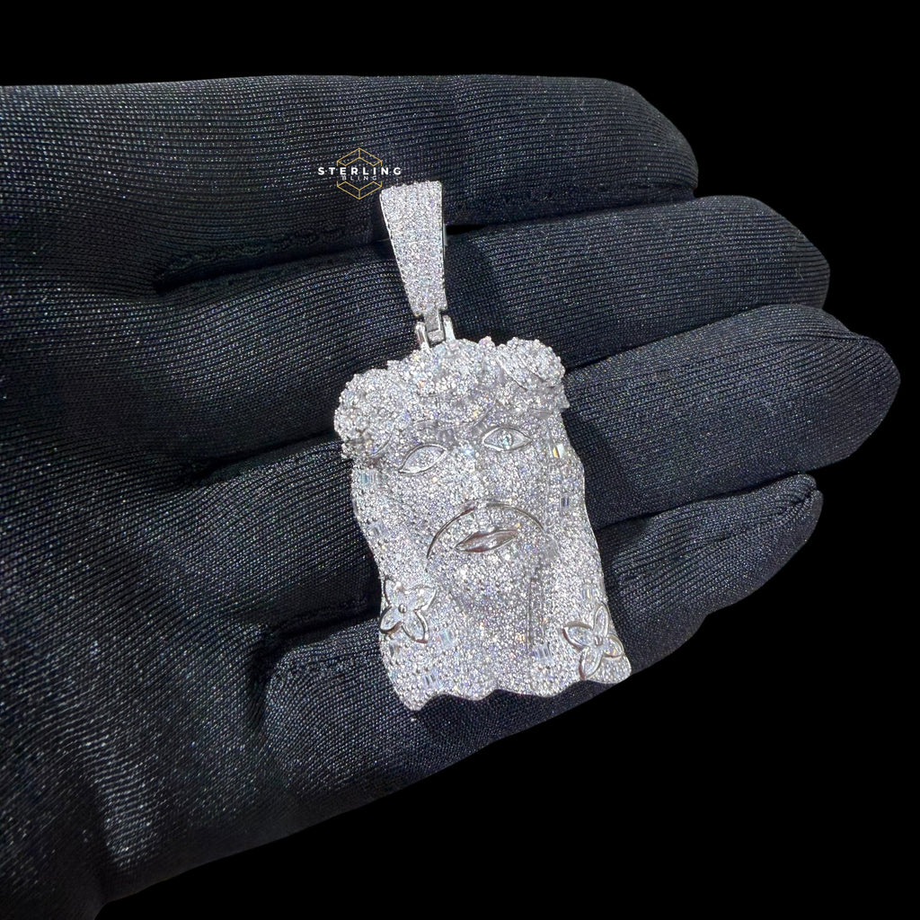 Moissanite Jesus Flower Pendant + Rope Chain