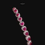 Moissanite Ruby Heart Bracelet - 7"
