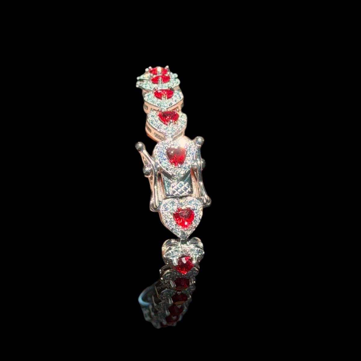Moissanite Ruby Heart Bracelet - 7"