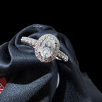 Oval Halo 1.9 CTW Moissanite Ladies Engagement Ring 925 Sterling Silver