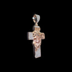 Rose Gold Moissanite Jesus Cross Pendant, Iced Out 925 Sterling Silver Hip Hop Necklace w 24" Chain