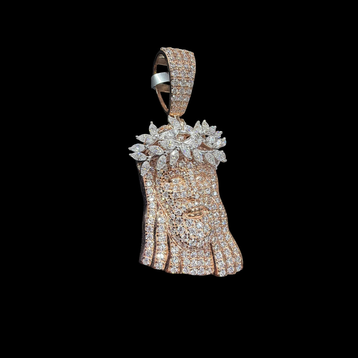 Moissanite Marquis Thorns Rose Jesus Pendant