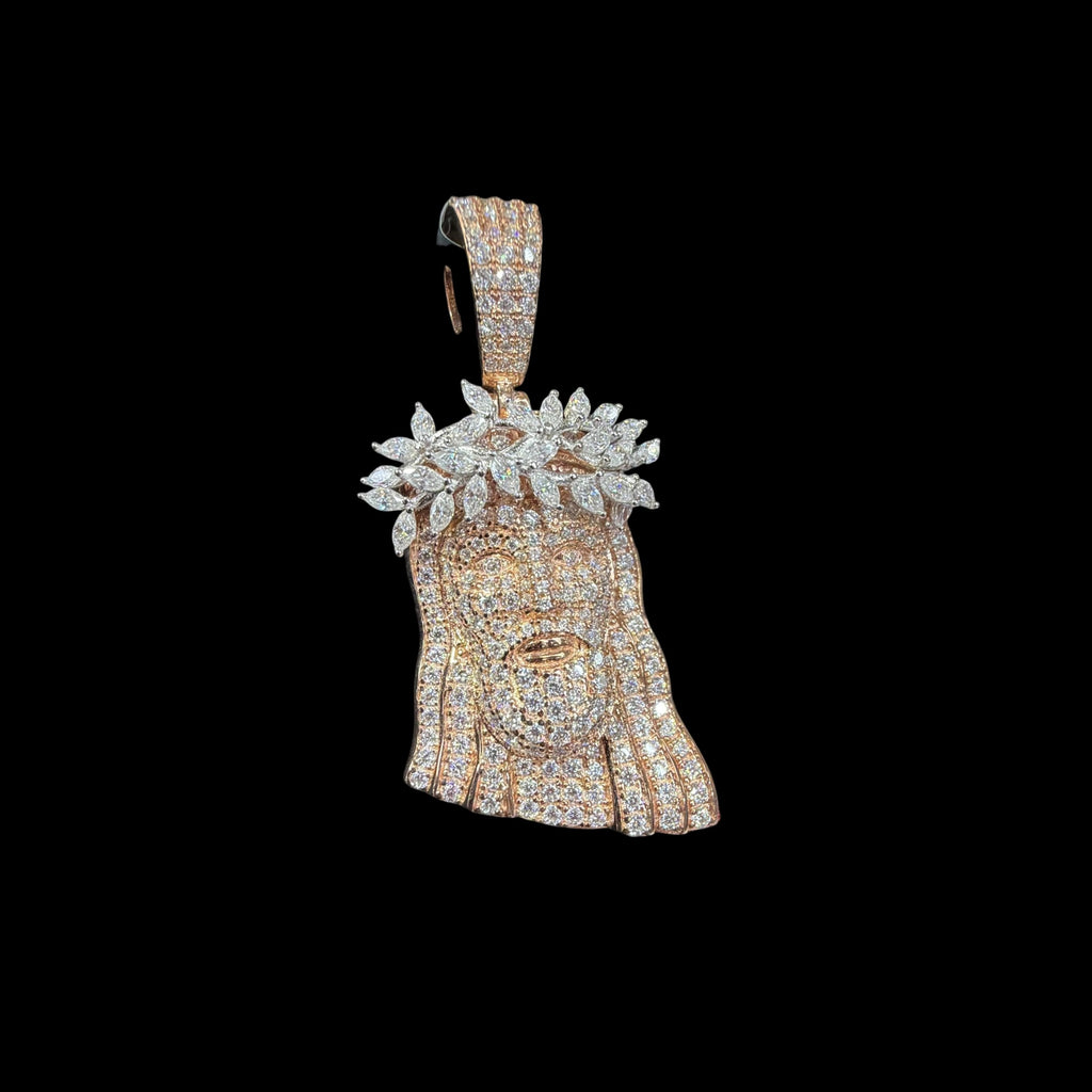 Moissanite Marquis Thorns Rose Jesus Pendant