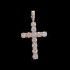 Moissanite Rose Gold Tennis Cross Pendant