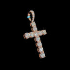 Moissanite Rose Gold Tennis Cross Pendant