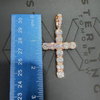Moissanite Rose Gold Tennis Cross Pendant