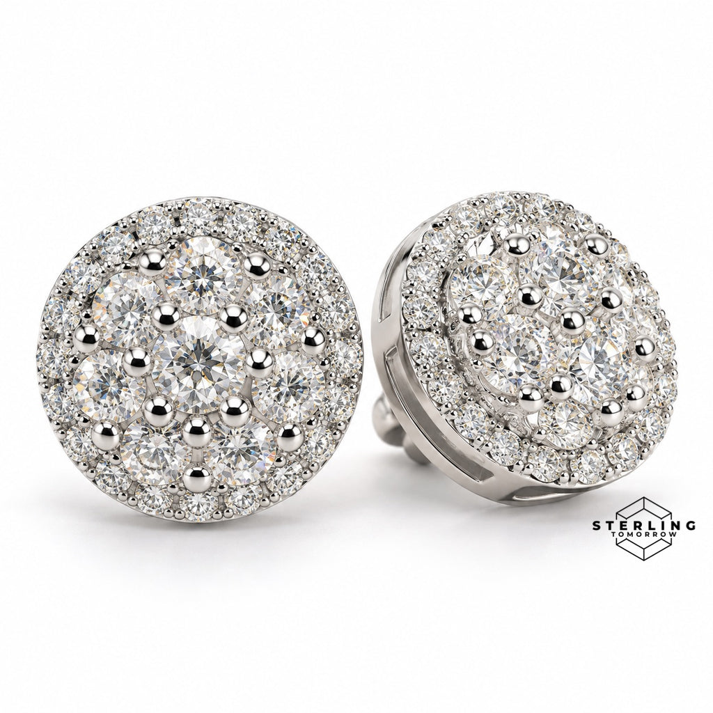 Cluster 10mm Moissanite Earrings