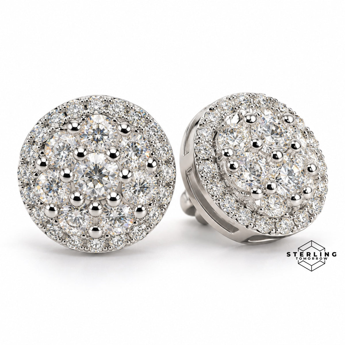 Cluster 10mm Moissanite Earrings