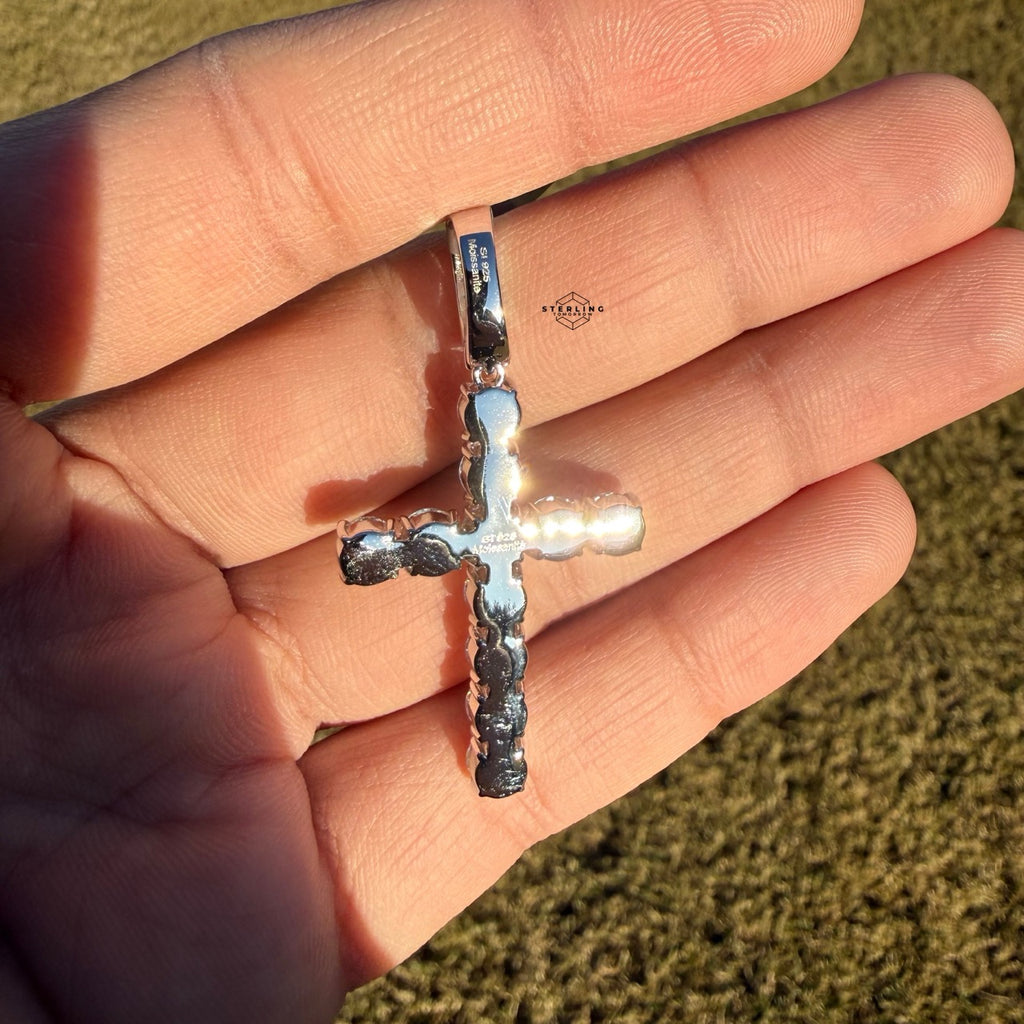 Moissanite 2" Tennis Cross Pendant