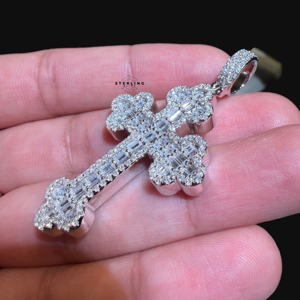 Moissanite Baguette Cross Pendant