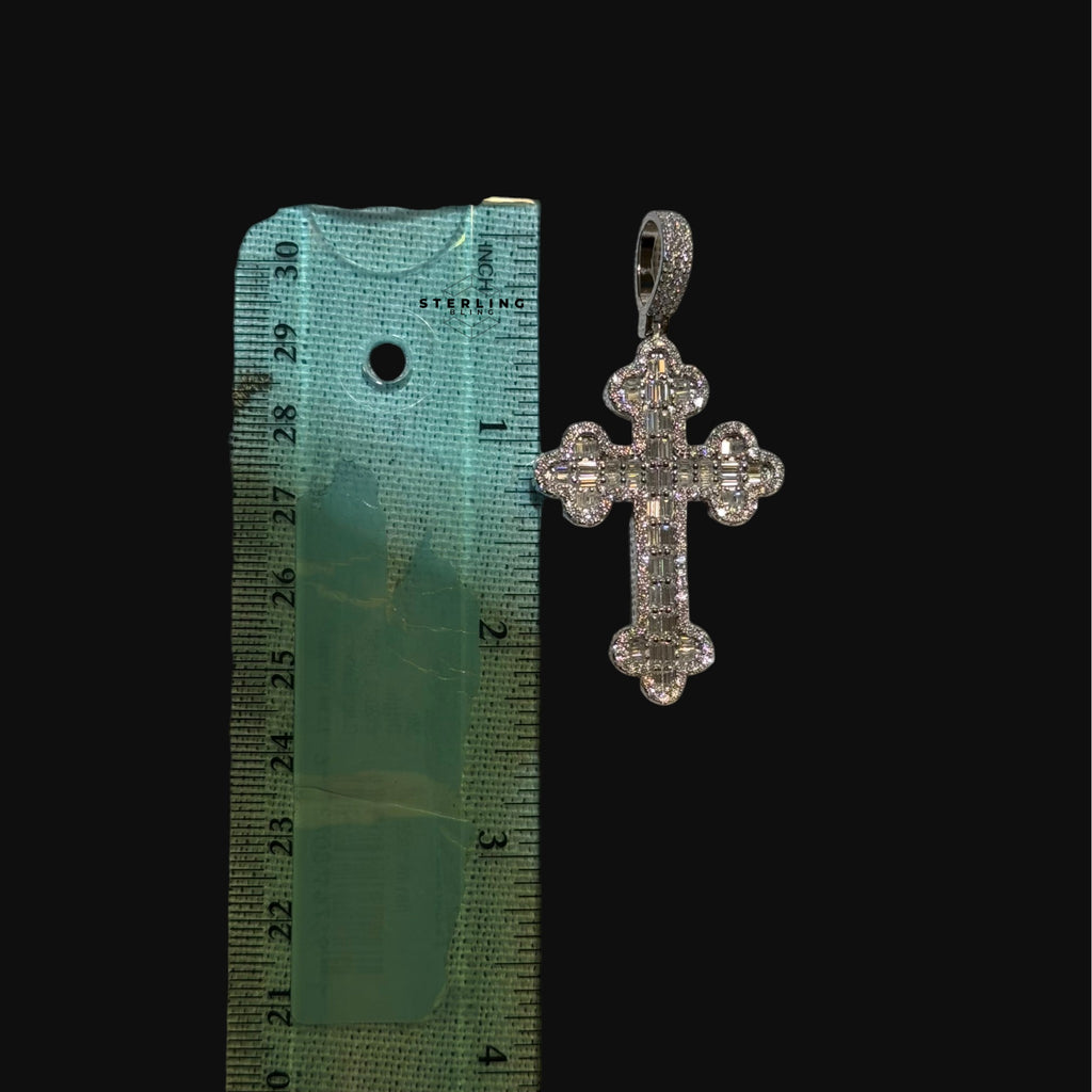 Moissanite Baguette Cross Pendant