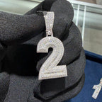 Moissanite 3D Baguette Number Charm Pendants