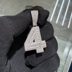 Moissanite 3D Baguette Number Charm Pendants