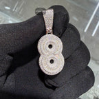Moissanite 3D Baguette Number Charm Pendants