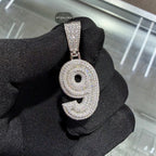 Moissanite 3D Baguette Number Charm Pendants