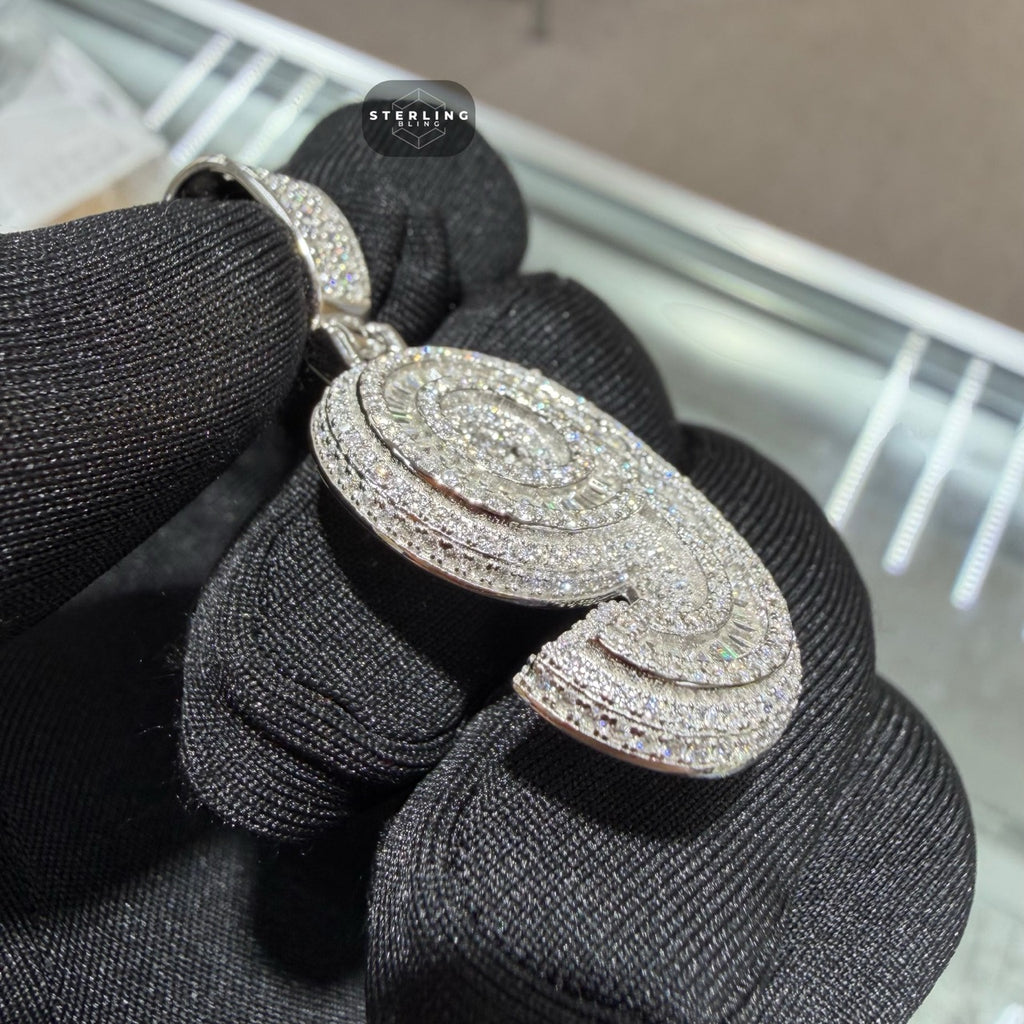 Moissanite 3D Baguette Number Charm Pendants