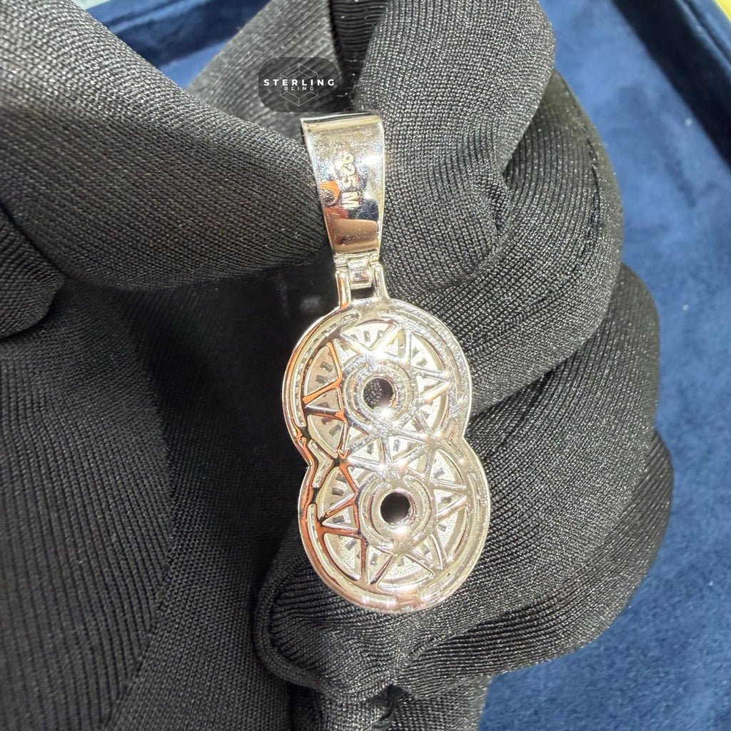 Moissanite 3D Baguette Number Charm Pendants