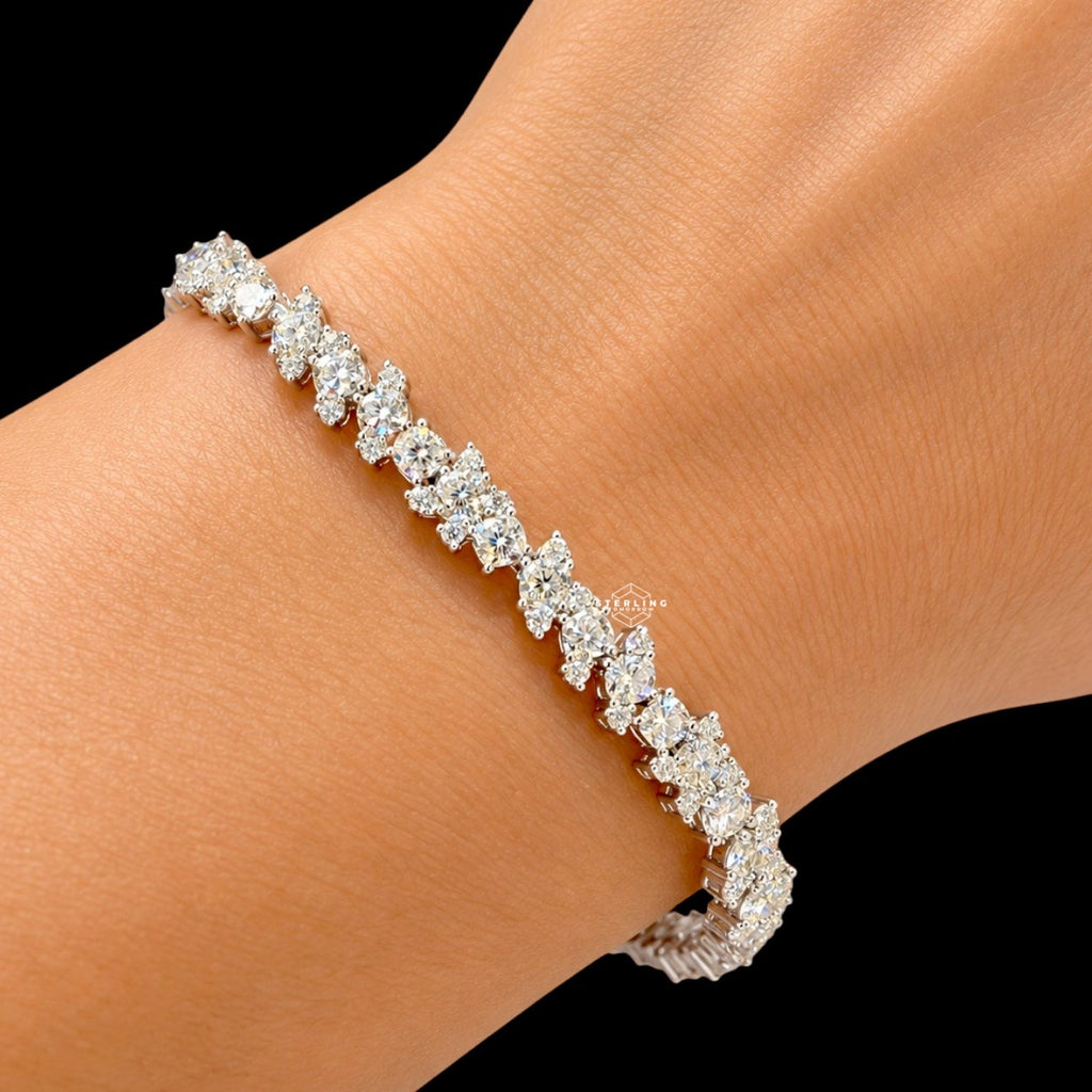 5mm Moissanite Floral Bracelet Womens