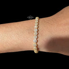 Moissanite Gold 5mm Flower Cluster Tennis Bracelet 925 Sterling Silver