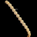 Moissanite Gold 5mm Flower Cluster Tennis Bracelet 925 Sterling Silver