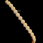 Moissanite Gold 5mm Flower Cluster Tennis Bracelet 925 Sterling Silver