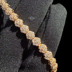 Moissanite Gold 5mm Flower Cluster Tennis Bracelet 925 Sterling Silver
