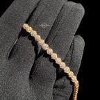 Moissanite Gold 5mm Flower Cluster Tennis Bracelet 925 Sterling Silver